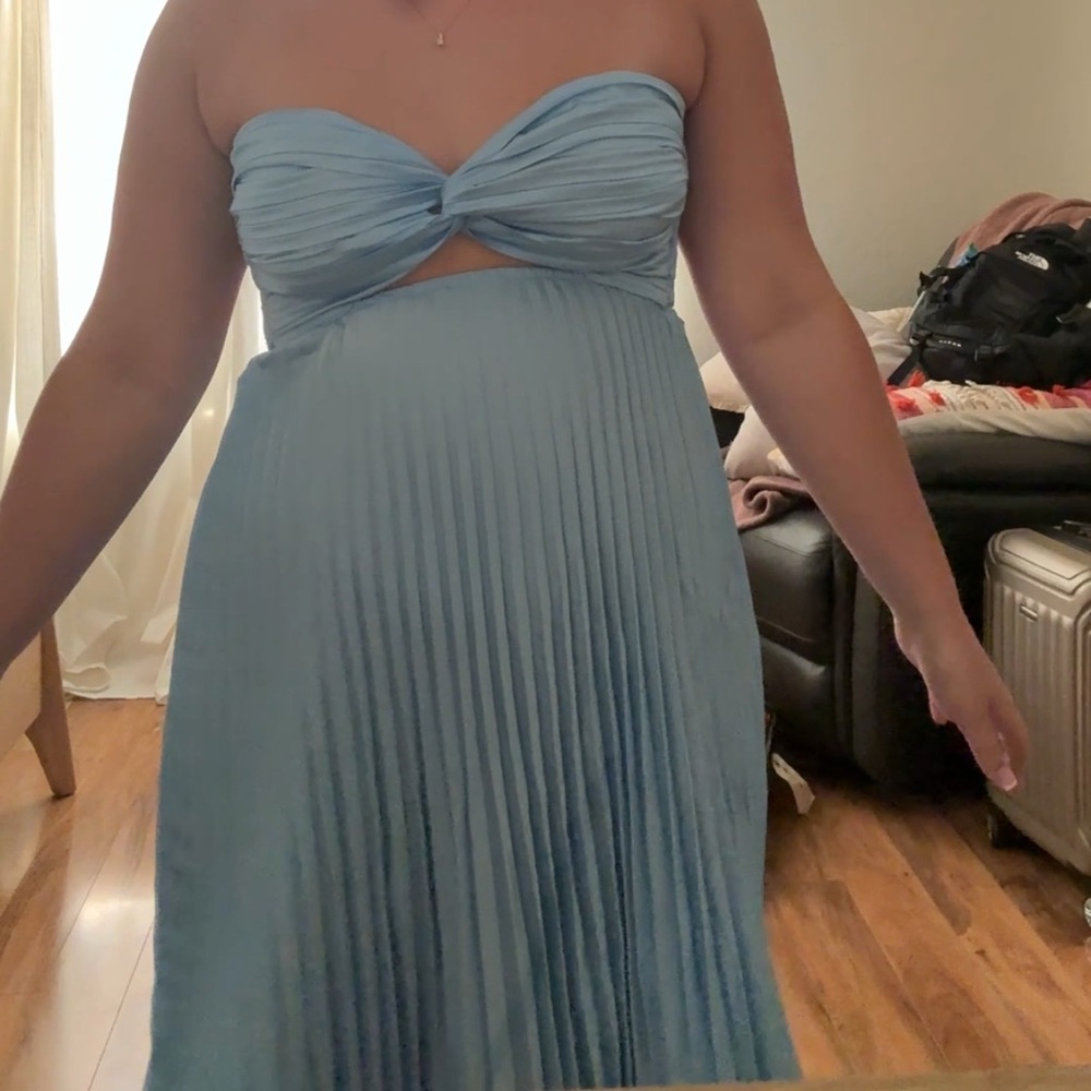 Hello Molly Light Blue Strapless Dress - Picture 3 of 4